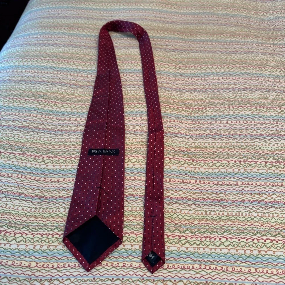 Traveler Collection Dots and Squares Tie Classic Burgundy Polka Dot 100% silk